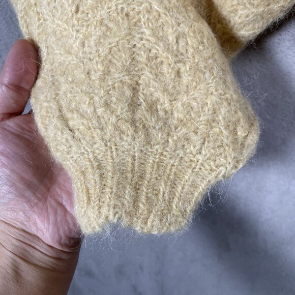 Zara Cropped Sweater Size S Alpaca Wool Blend Knit Peter Pan Collar Blogger Fave - Picture 8 of 12